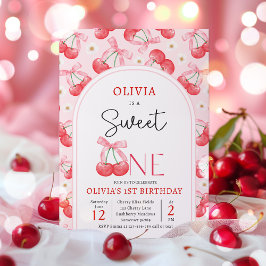 さくらんぼ第1の誕生日パーティーコケットさくらんぼ誕生日 招待状