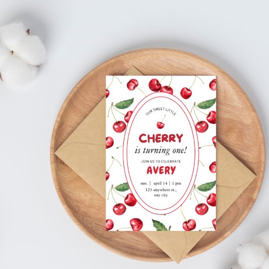 さくらんぼ第1の誕生日パーティー誕生日 招待状