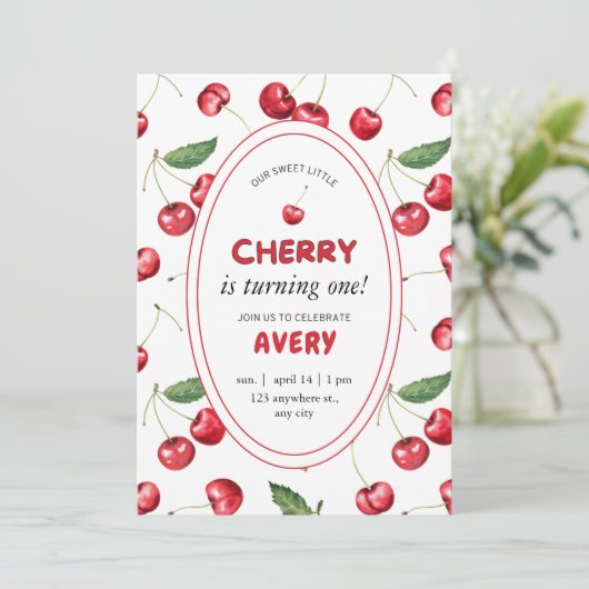 さくらんぼ第1の誕生日パーティー誕生日 招待状 (スタンド正面)
