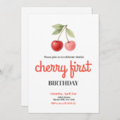 さくらんぼ第1女子バースデーパーティー 招待状 (正面/裏面)