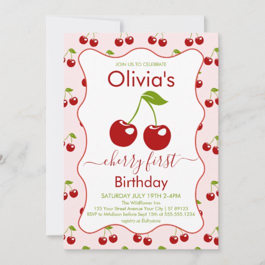 さくらんぼ第1誕生日さくらんぼ第1誕生日 招待状 (正面)