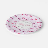 さくらんぼ第1誕生日パーソナライズされた水彩ピンク ペーパープレート (アングル)