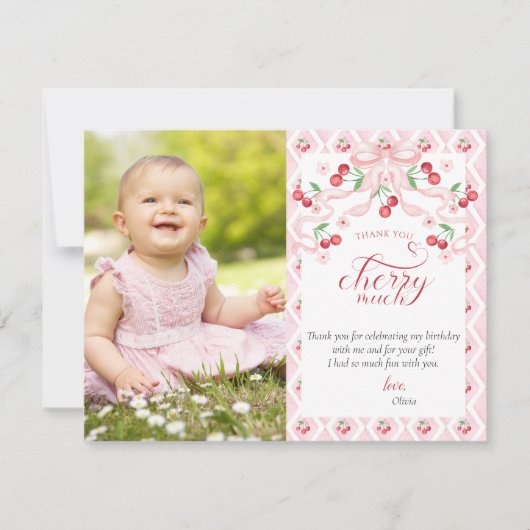 さくらんぼ第1誕生日 サンキューカード (正面)
