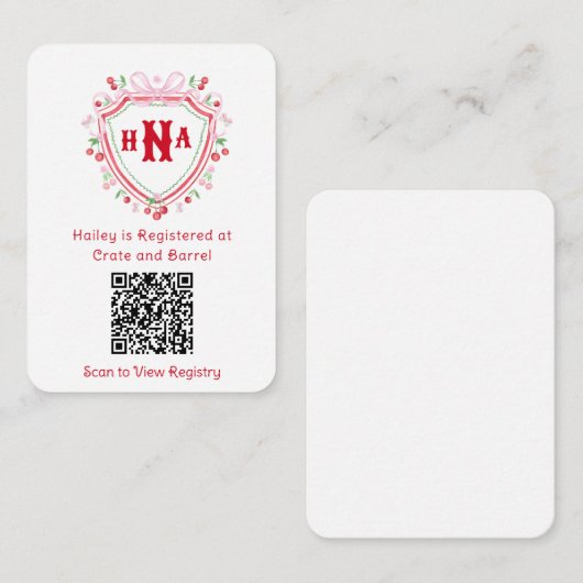 さくらんぼ紋 | ブライダルシャワーギフト原簿 エンクロージャーカード (正面/裏面)