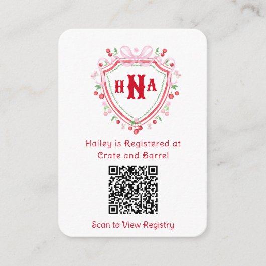 さくらんぼ紋 | ブライダルシャワーギフト原簿 エンクロージャーカード (正面)