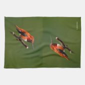 さくらんぼ素晴らしの木の上のハチドリ キッチンタオル (横)