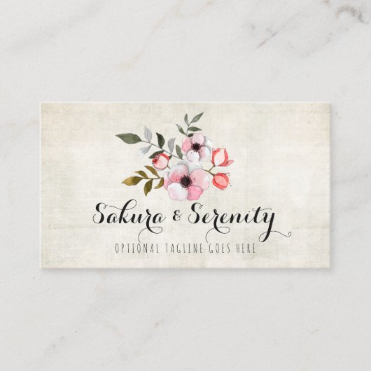 さくらんぼ素朴ブロッサム桜天然水彩 名刺 (正面)