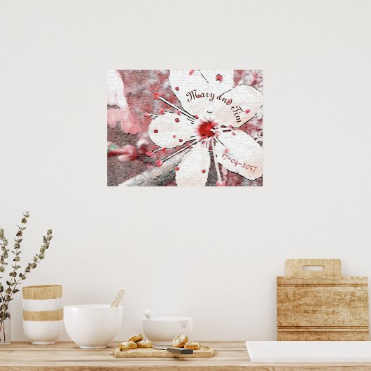 さくらんぼ結婚のエレガ赤と白ントサクラ ポスター (キッチン)