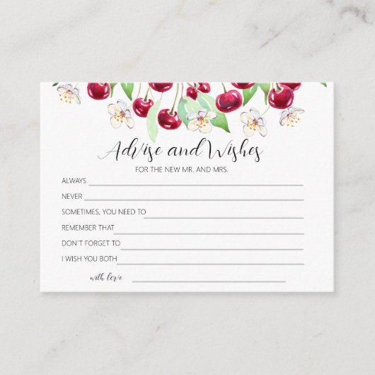 さくらんぼ結婚のゲームの助言と願い エンクロージャーカード (正面)