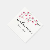 さくらんぼ結婚の歓迎ディナー スタンダードカクテルナプキン (角)