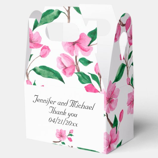 さくらんぼ結婚の花々のパーソナライズ フェイバーボックス (オープン)