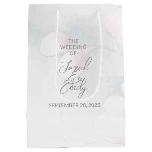 さくらんぼ結婚ブロッサムパーソナライズされた抱き枕 ミディアムペーパーバッグ (裏面)