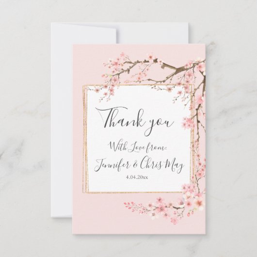 さくらんぼ結婚ブロッサム サンキューカード (正面)