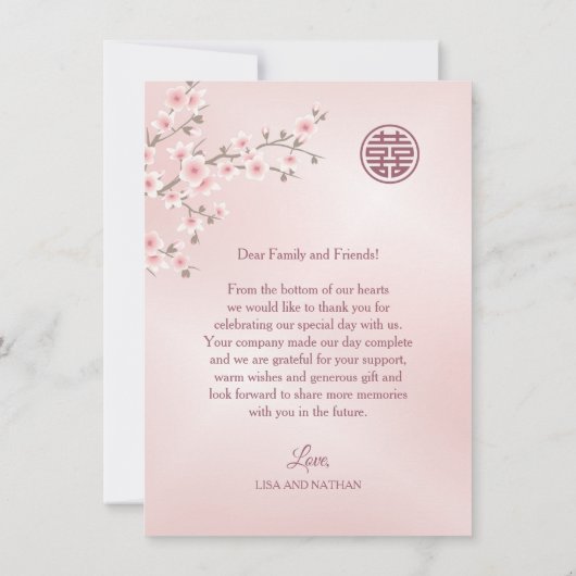 さくらんぼ結婚ブロッサム サンキューカード (裏面)