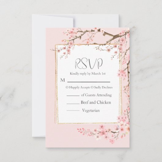 さくらんぼ結婚ブロッサム 出欠カード (正面)