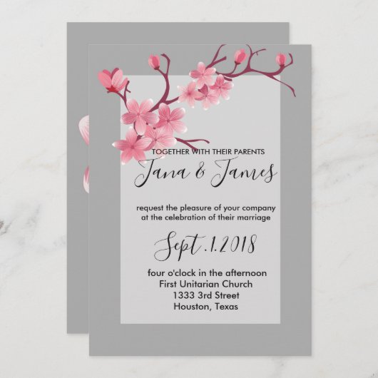 さくらんぼ結婚ブロッサム 招待状 (正面/裏面)