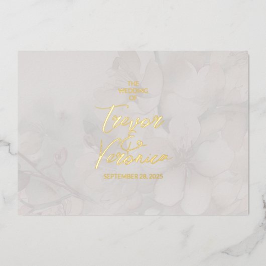 さくらんぼ結婚ブロッサム 箔招待状 (正面)