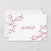 さくらんぼ結婚花ズピンクホワイトRSVP 招待状 (裏面)