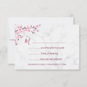 さくらんぼ結婚花ズピンクホワイトRSVP 招待状 (正面)