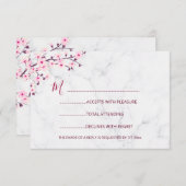 さくらんぼ結婚花ズピンクホワイトRSVP 招待状 (正面/裏面)