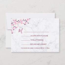 さくらんぼ結婚花ズピンクホワイトRSVP 招待状