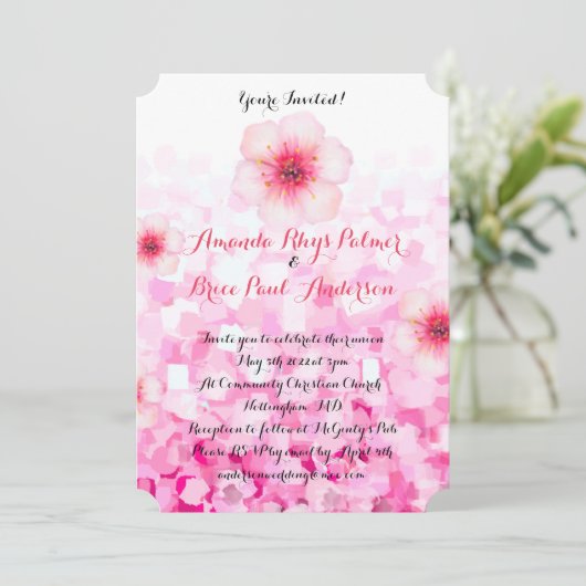 さくらんぼ結婚花 招待状 (スタンド正面)