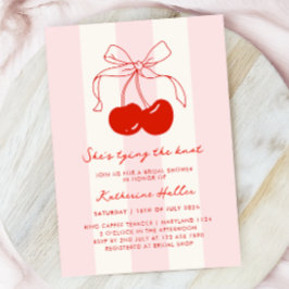 さくらんぼ縛る結び目ブライダルシャワー 招待状