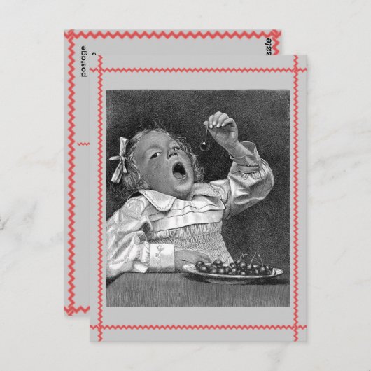 さくらんぼ罪レトロはがき ポストカード (正面/裏面)