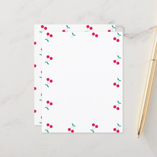 さくらんぼ美的さくらんぼパターンホワイト紙 (正面/裏面インサイチュ)