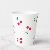 さくらんぼ美的さくらんぼパターンホワイト 紙コップ (正面)