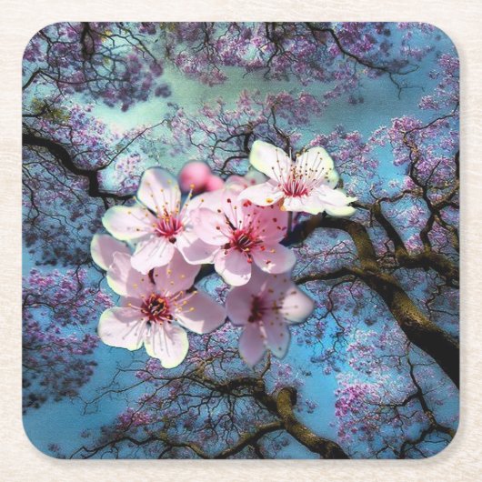 さくらんぼ膨満 スクエアペーパーコースター (正面)