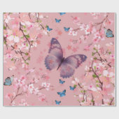 さくらんぼ花と蝶 ラッピングペーパー (フラット)