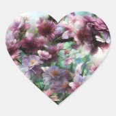 さくらんぼ花のスプラッシュ ハートシール (正面)