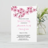 さくらんぼ花のピンクホワイトフローラ卒業パーティー 招待状 (スタンド正面)