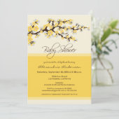 さくらんぼ花のベビーシャワー招待状（黄色） 招待状 (スタンド正面)