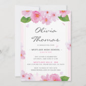 さくらんぼ花の日本の卒業パーティー招待状 招待状 (正面)