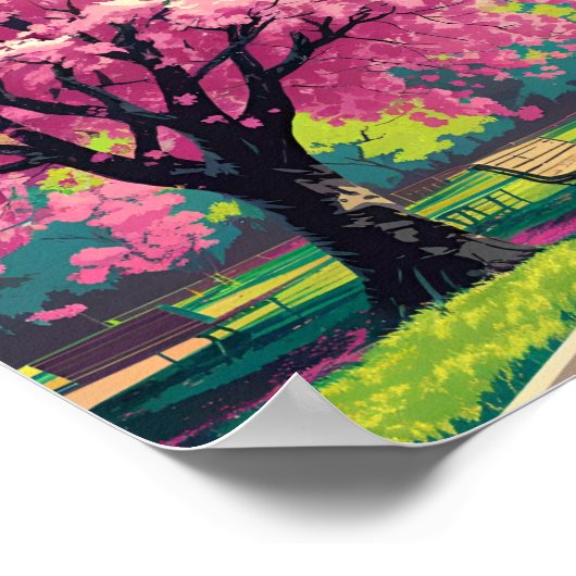 さくらんぼ花の木のポスター – 印象派春 ポスター (角)