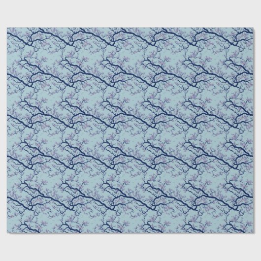 さくらんぼ花の木の模様 ラッピングペーパー (フラット)