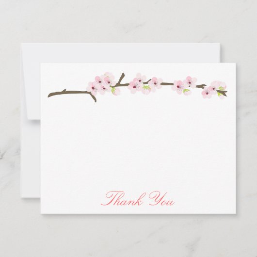 さくらんぼ花の枝ありがとう（白） サンキューカード (正面)