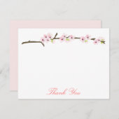 さくらんぼ花の枝ありがとう（白） サンキューカード (正面/裏面)