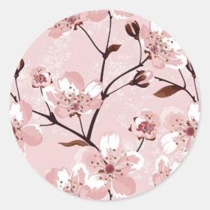 さくらんぼ花の模様 ラウンドシール