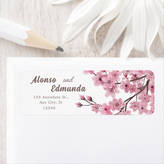 さくらんぼ花の水彩フローラ ラベル (インサイチュ)