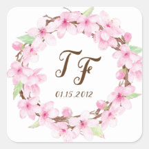 さくらんぼ花の水彩結婚式用シール