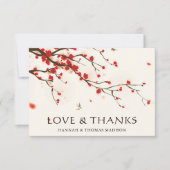 さくらんぼ花の水彩 サンキューカード (正面)