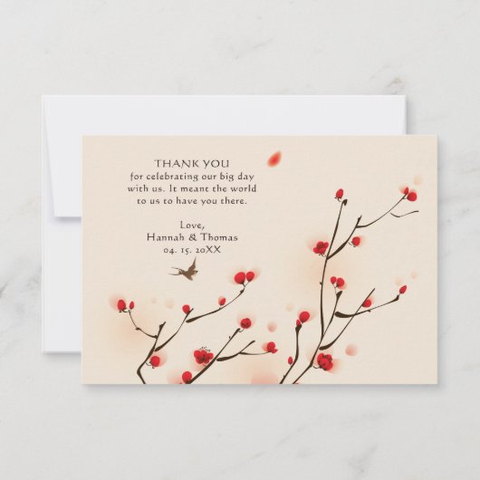 さくらんぼ花の水彩 サンキューカード (裏面)