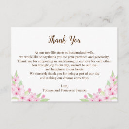 さくらんぼ花の水色結婚のサンキューカード サンキューカード