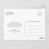 さくらんぼ花の水色結婚の有難う ポストカード (裏面)