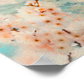 さくらんぼ花の水色絵を描の ポスター (角)