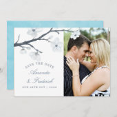 さくらんぼ花の結婚式の日付を保存 セーブザデート (正面/裏面)