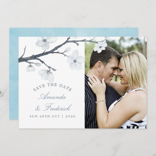 さくらんぼ花の結婚式の日付を保存 セーブザデート (正面/裏面)